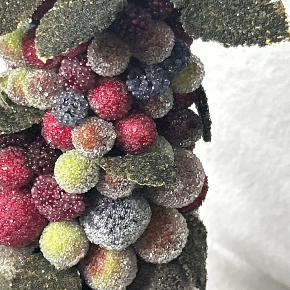 Vintage Crate And Barrel Sugared Fruit Tree Christmas Topiary Centerpiece